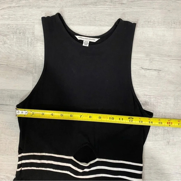 American Eagle Skater Dress Casual Black Stretchy Jersey Dress with White Trim - Picture 11 of 16